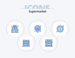 supermarkt blauw icoon pak 5 icoon ontwerp. handel. supermarkt. gebouw. echt. plaats vector