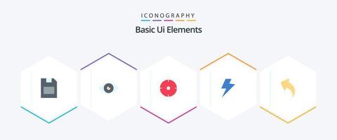 eenvoudig ui elementen 25 vlak icoon pak inclusief links. elektrisch. mobiel. opladen. doel vector