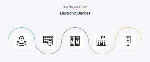 apparaten lijn 5 icoon pak inclusief elektronica. toetsenbord. gegevens centrum. hardware. apparaten vector