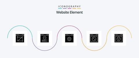 website element glyph 5 icoon pak inclusief browser. web. browser. waarschuwing. app vector