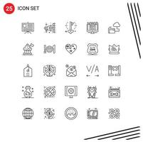 lijn pak van 25 universeel symbolen van het dossier map geld wolk nieuws bewerkbare vector ontwerp elementen