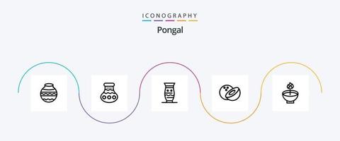 pongal lijn 5 icoon pak inclusief festival. deepavali. Indië. diep. voedsel vector