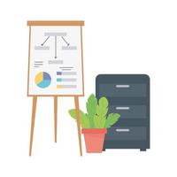 werkruimte kantoor kast boord presentatie en plant geïsoleerd ontwerp witte achtergrond