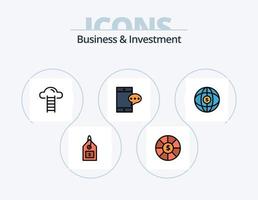 bedrijf en investering lijn gevulde icoon pak 5 icoon ontwerp. koppel. vlag. tas. berg. chatten vector