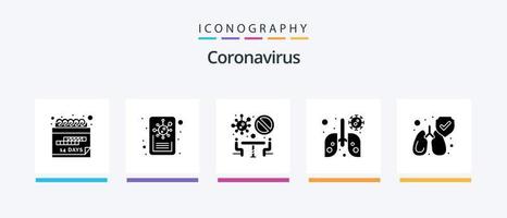 coronavirus glyph 5 icoon pak inclusief schoon. beschermen. verboden. virus. anatomie. creatief pictogrammen ontwerp vector