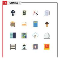 vlak kleur pak van 16 universeel symbolen van munt document bloederig lijst checklist bewerkbare pak van creatief vector ontwerp elementen
