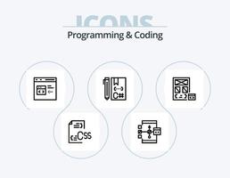programmering en codering lijn icoon pak 5 icoon ontwerp. ontwikkeling. codering. ontwikkelen. ontwikkeling. codering vector