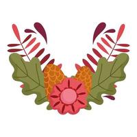 herfst dennenappels bloem gebladerte natuur decoratie vector