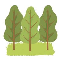 bomen bos gras natuur geïsoleerd ontwerp witte achtergrond vector