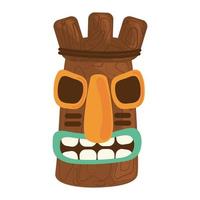 tiki tribal houten masker geïsoleerd op een witte achtergrond vector