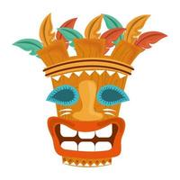 tiki tribal exotische houten masker geïsoleerd op een witte achtergrond vector