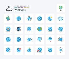 wereldbol 25 vlak kleur icoon pak inclusief internetten. globaal. wereldbol. internetten. globaal vector