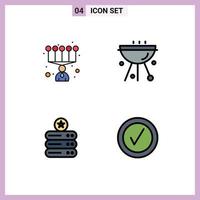 voorraad vector icoon pak van 4 lijn tekens en symbolen voor persoonlijk gegevens opslagruimte barbecue voedsel opslagruimte bewerkbare vector ontwerp elementen