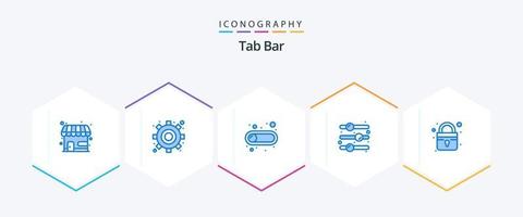 tab bar 25 blauw icoon pak inclusief zeker. Gesloten. knop. wisselen schakelaar. uit vector