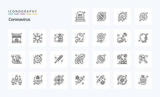 25 coronavirus lijn icoon pak vector