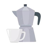 koffiezetmethoden, mokapot en koffiekopje vector