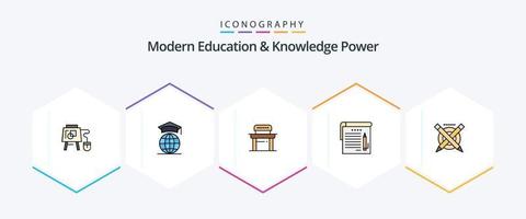 modern onderwijs en kennis macht 25 gevulde lijn icoon pak inclusief onderwijs. onderwijs. bureau. Opmerking. leerling vector