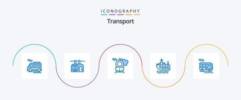 vervoer blauw 5 icoon pak inclusief . vervoer. trein. coach. vervoer vector