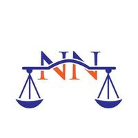 brief nn wet firma logo ontwerp voor advocaat, gerechtigheid, wet procureur, legaal, advocaat onderhoud, wet kantoor, schaal, wet stevig, advocaat zakelijke bedrijf vector