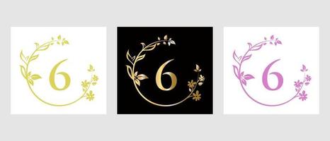 brief 6 schoonheid logo voor decoratief, bloem, spa sjabloon vector