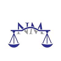 brief nm wet firma logo ontwerp voor advocaat, gerechtigheid, wet procureur, legaal, advocaat onderhoud, wet kantoor, schaal, wet stevig, advocaat zakelijke bedrijf vector