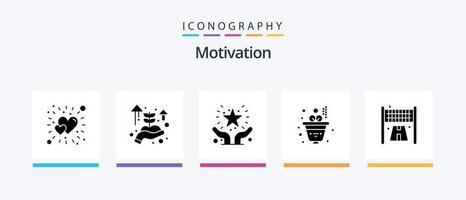 motivatie glyph 5 icoon pak inclusief sport. af hebben. favoriet. investering. bedrijf. creatief pictogrammen ontwerp vector