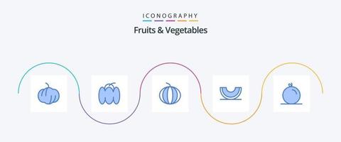 fruit en groenten blauw 5 icoon pak inclusief . pulp. BES. oranje. plak vector