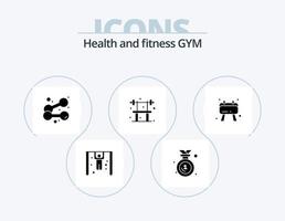 Sportschool glyph icoon pak 5 icoon ontwerp. Opmerking. bord. oefening. Sportschool. oefening vector