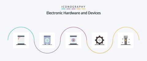 apparaten vlak 5 icoon pak inclusief apparaten. set. bioscoop. apparaatje. telefoon vector