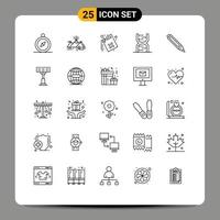 voorraad vector icoon pak van 25 lijn tekens en symbolen voor onderwijs dna kan code biologie bewerkbare vector ontwerp elementen