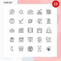 25 gebruiker koppel lijn pak van modern tekens en symbolen van aarde rood mail decoratie vervoer bewerkbare vector ontwerp elementen