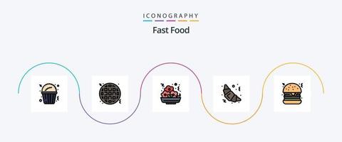 snel voedsel lijn gevulde vlak 5 icoon pak inclusief . voedsel. maaltijd. snel voedsel. voedsel vector