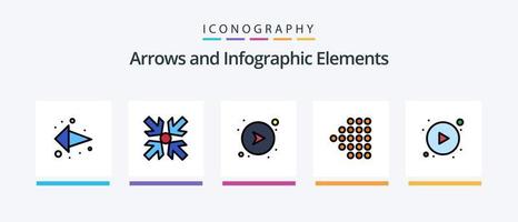 pijl lijn gevulde 5 icoon pak inclusief . minimaliseren. terugspoelen. pijl. creatief pictogrammen ontwerp vector