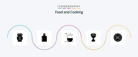 voedsel glyph 5 icoon pak inclusief . grenadine. pollepel. fruit. vlees vector