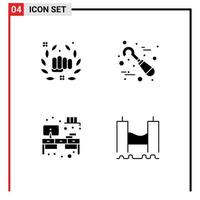 4 gebruiker koppel solide glyph pak van modern tekens en symbolen van boksen werk plaats hand- tandarts kast bewerkbare vector ontwerp elementen