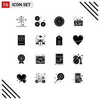voorraad vector icoon pak van 16 lijn tekens en symbolen voor troosten ID kaart kaart avondeten ID kaart bedrijf bewerkbare vector ontwerp elementen