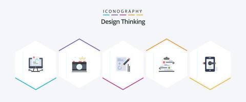 ontwerp denken 25 vlak icoon pak inclusief controlelijst. klembord. afbeelding. tekening. document vector