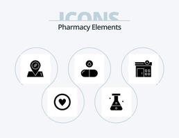 apotheek elementen glyph icoon pak 5 icoon ontwerp. pillen. tablet . laboratorium. drug . pillen vector