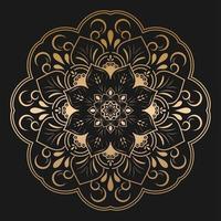 gouden luxe mandala ontwerp op zwarte achtergrond vector