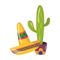 Mexicaanse onafhankelijkheidsdag, ingemaakte cactushoeddecoratie, gevierd in september vector