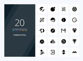 20 cryptogeld solide glyph icoon voor presentatie vector