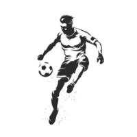 voetbalsilhouet dat een voetbal schopt vector