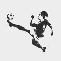 silhouet voetballer schoppen een voetbal vector