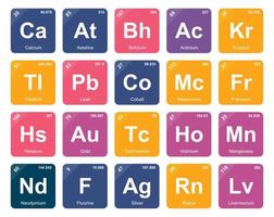 20 preiodisch tafel van de elementen icoon pak ontwerp vector
