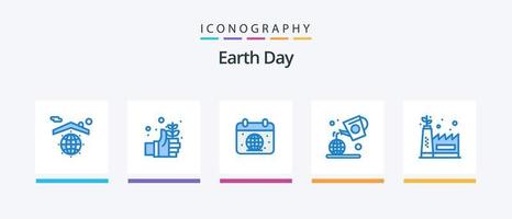 aarde dag blauw 5 icoon pak inclusief eco productie. groente. kalender. dag. wereld. creatief pictogrammen ontwerp vector