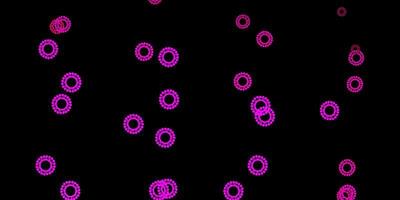 donkerroze vectorpatroon met coronaviruselementen vector
