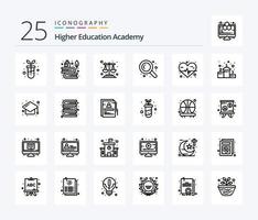 academie 25 lijn icoon pak inclusief prestatie. hart tarief. evenwicht. hart. zoeken vector