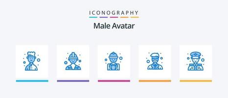 mannetje avatar blauw 5 icoon pak inclusief Politie veiligheid. politie. arbeid. docent. meester. creatief pictogrammen ontwerp vector