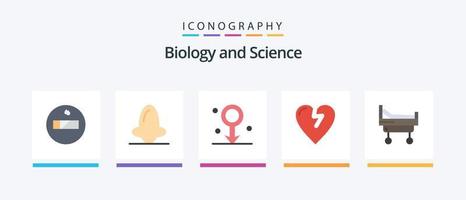 biologie vlak 5 icoon pak inclusief . ziekenhuis. mannetje. bed. infarct. creatief pictogrammen ontwerp vector