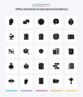 creatief kantoor essentials en operationeel uitmuntendheid 25 glyph solide zwart icoon pak zo net zo verstand. hypnose. pop-up. hoofd. timmer vector